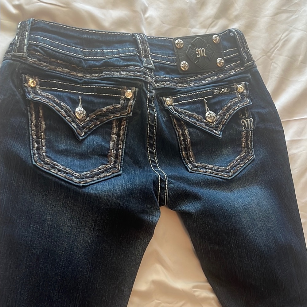 Miss Me Blue Skinny Jeans with Contrast Stitching